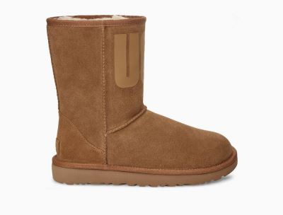 UGG Classic Short UGG Rubber Logo Boots for Womens - Chestnut/Brown India
